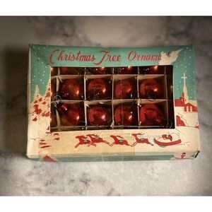 Vintage Tiny Christmas Feather Tree Ornaments Rene D Lyon 2 Boxes Red Green